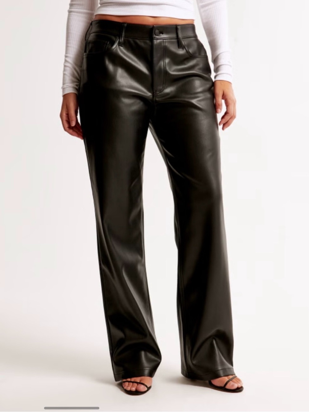 Abercrombie & Fitch Curve Love Vegan Leather Low Rise Baggy Pant